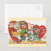 Valentijn  fietsenbunnies feestdagenkaart (Voorkant / Achterkant)