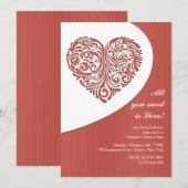 Valentijn Filigree Dinner Party Invitation Kaart (Voorkant / Achterkant)