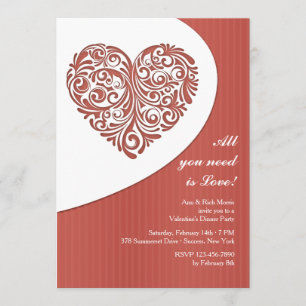Valentijn Filigree Dinner Party Invitation Kaart