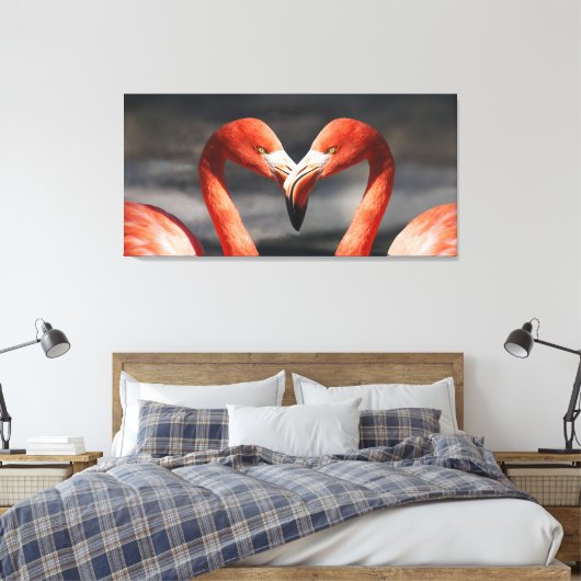 Valentijn Flamingo Canvas Afdruk (Insitu (Slaapkamer))