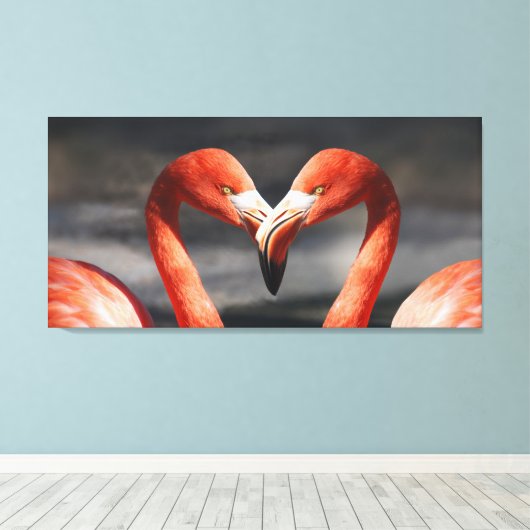 Valentijn Flamingo Canvas Afdruk (Insitu (Houten vloer))