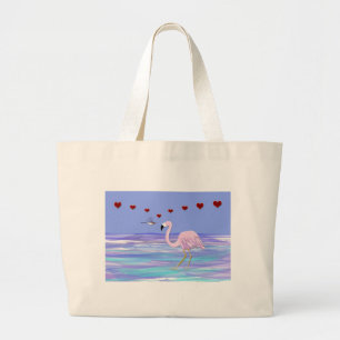 Valentijn Flamingo Hummingbird Grote Tote Bag