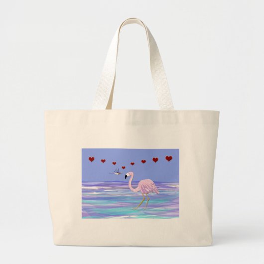 Valentijn Flamingo Hummingbird Grote Tote Bag (Voorkant)