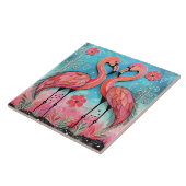 Valentijn Flamingo Kunst Tegeltje (Zijkant)