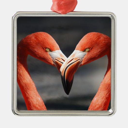 Valentijn Flamingo Metalen Ornament (Voorkant)
