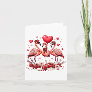 Valentijn Flamingo Pink Animal Heart Happy Valenti Kaart