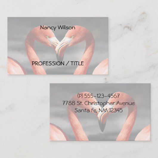 Valentijn Flamingo Visitekaartje (Voorkant / Achterkant)