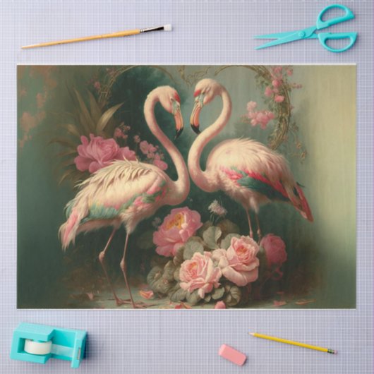  Valentijn flamingos Weefpapier Tissuepapier (Craft)