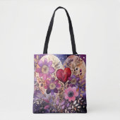 Valentijn Floral Heart Art Tote Bag (Voorkant)