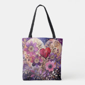 Valentijn Floral Heart Art Tote Bag (Achterkant)