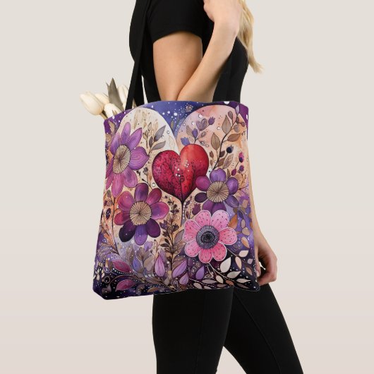 Valentijn Floral Heart Art Tote Bag (Dichtbij)