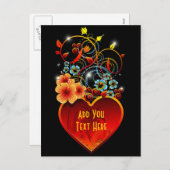 Valentijn Floral Heart Love Briefkaart (Voorkant / Achterkant)