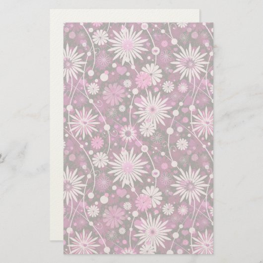 Valentijn Floral Pattern Briefpapier (Voorkant / Achterkant)