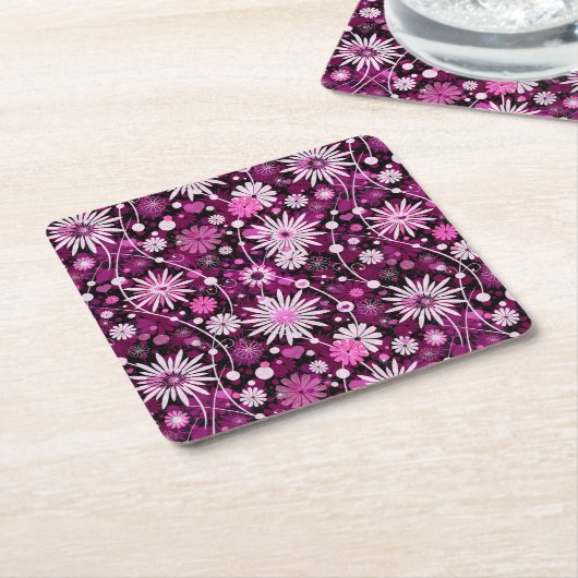 Valentijn Floral Pattern Kartonnen Onderzetters (Schuin)