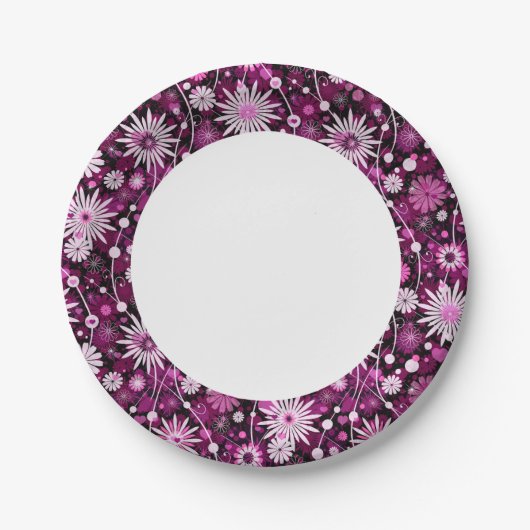 Valentijn Floral Pattern Papieren Bordje (Voorkant)