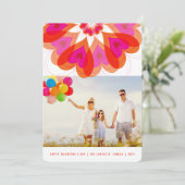 Valentijn Flower Love Pink Sweet Hearts Chic Photo Feestdagenkaart (Staand voorkant)