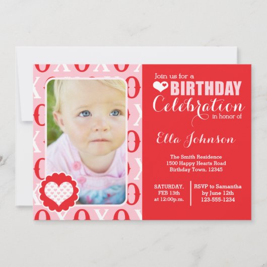 Valentijn Foto Birthday Party Invitation Kaart (Voorkant)