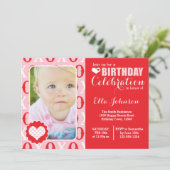 Valentijn Foto Birthday Party Invitation Kaart (Staand voorkant)