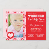 Valentijn Foto Birthday Party Invitation Kaart (Voorkant / Achterkant)