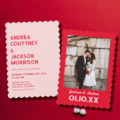 Valentijn foto rood en roze bruiloft kaart