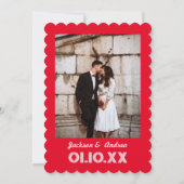 Valentijn foto rood en roze bruiloft kaart (Achterkant)