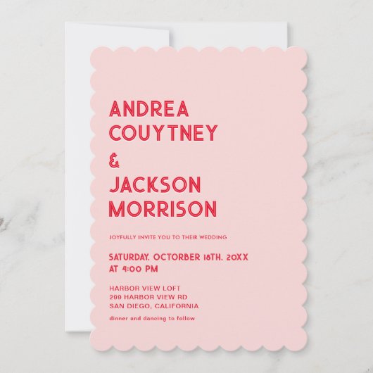 Valentijn foto rood en roze bruiloft kaart (Voorkant)