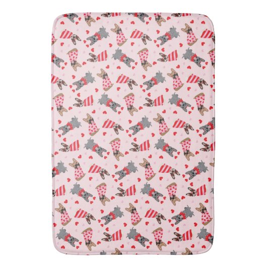 Valentijn Franse Bulldogs Badmat (Voorkant Verticaal)