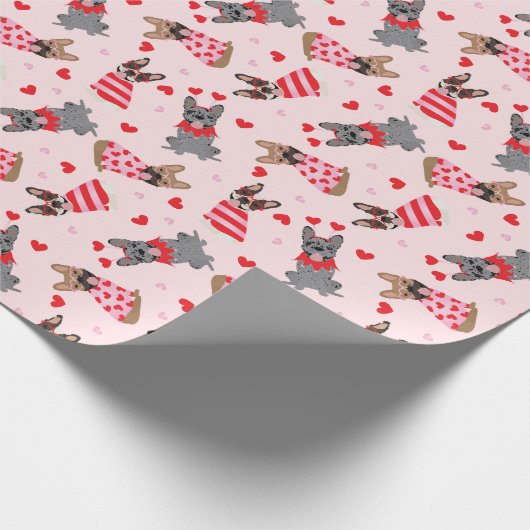 Valentijn Franse Bulldogs Cadeaupapier (Hoek)