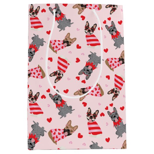Valentijn Franse Bulldogs Medium Cadeauzakje (Voorkant)