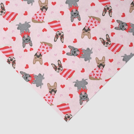 Valentijn Franse Bulldogs Tissuepapier (Detail)