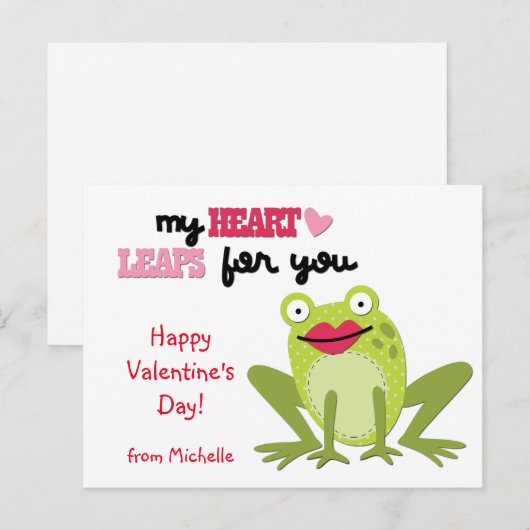 Valentijn Frog Heart Leaps Feestdagenkaart (Voorkant / Achterkant)
