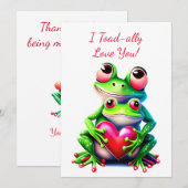 Valentijn Frogs Fun Holiday Heart Ik hou van je Feestdagenkaart (Voorkant / Achterkant)