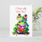 Valentijn Frogs Fun Holiday Heart Ik hou van je Feestdagenkaart (Staand voorkant)