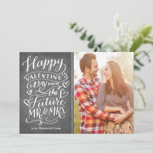 Valentijn Future Mr en Mrs Photo Save the Date (Staand voorkant)