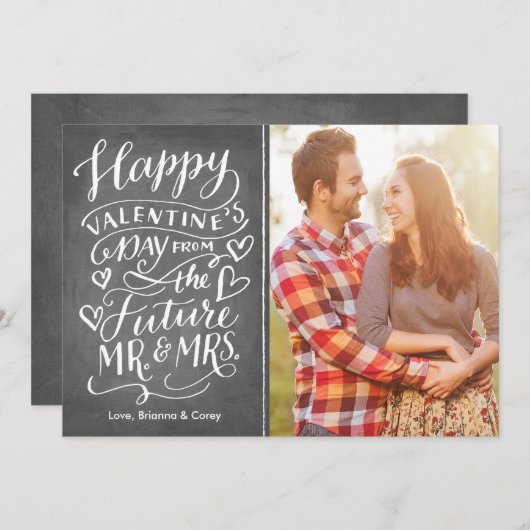 Valentijn Future Mr en Mrs Photo Save the Date (Voorkant / Achterkant)
