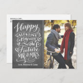 Valentijn Future Mr en Mrs Photo Save the Date Aankondigingskaart (Voorkant / Achterkant)