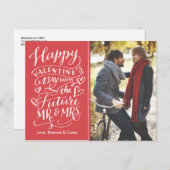 Valentijn Future Mr en Mrs Photo Save the Date Aankondigingskaart (Voorkant / Achterkant)