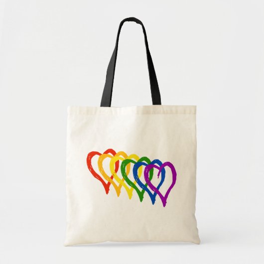 Valentijn Gay Pride Rainbow Flag gelaagde harten Tote Bag (Voorkant)