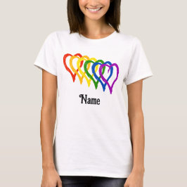 Valentijn Gay Pride Rainbow Flag Hearts Gepersonal T-shirt