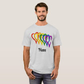 Valentijn Gay Pride Rainbow Flag Hearts Gepersonal T-shirt (Voorkant volledig)