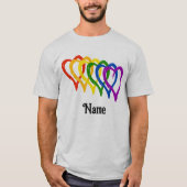 Valentijn Gay Pride Rainbow Flag Hearts Gepersonal T-shirt (Voorkant)