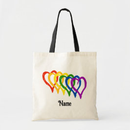 Valentijn Gay Pride Rainbow Flag Hearts Gepersonal Tote Bag