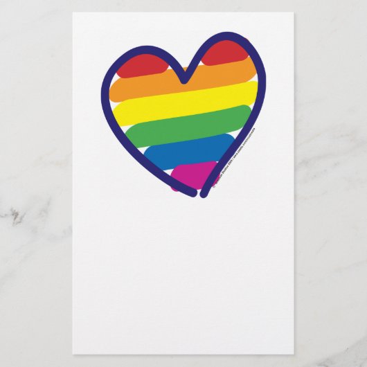 Valentijn Gay Pride Rainbow Heart Briefpapier (Voorkant)