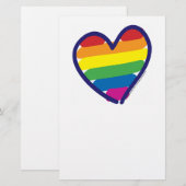 Valentijn Gay Pride Rainbow Heart Briefpapier (Voorkant / Achterkant)