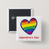 Valentijn Gay Pride Rainbow Heart Vierkante Button 5,1 Cm (Voorkant /achterkant)