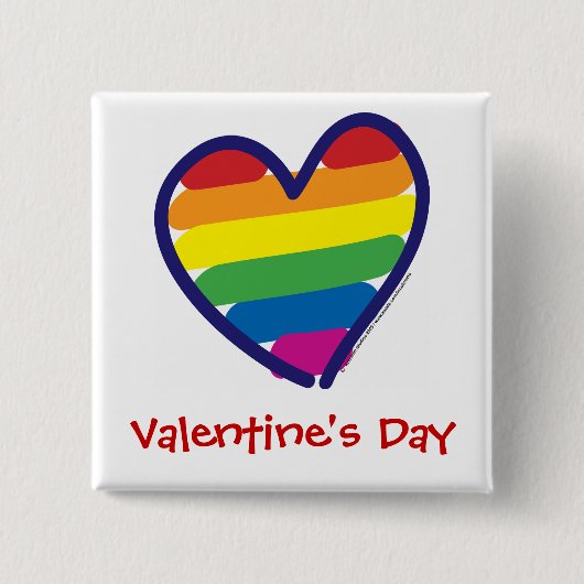 Valentijn Gay Pride Rainbow Heart Vierkante Button 5,1 Cm (Voorkant)