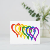 Valentijn Gay Pride regenbooggelaagde harten Feestdagenkaart (Staand voorkant)