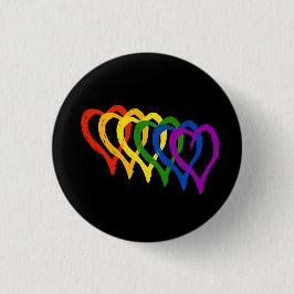 Valentijn Gay Pride regenbooggelaagde harten Ronde Button 3,2 Cm