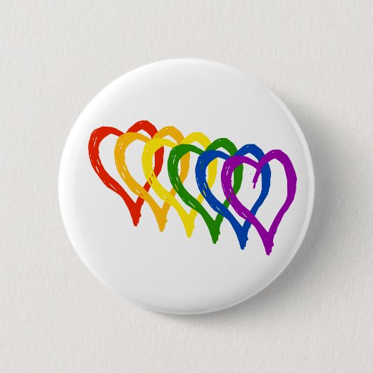 Valentijn Gay Pride regenbooggelaagde harten Ronde Button 5,7 Cm (Voorkant)