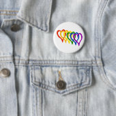 Valentijn Gay Pride regenbooggelaagde harten Ronde Button 5,7 Cm (In situ)